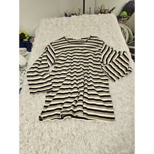 Bordado 100% Pima Cotton Ribbed Liquid Knit Top 3/4 Sleeve Tee Casual Everyday S